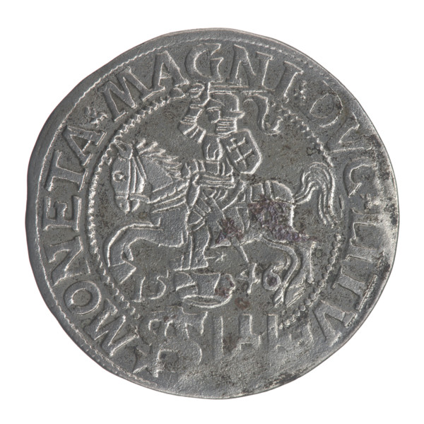 Lithuanian grosz on a Polish foot, Sigismund II Augustus (King of Poland; 1544–1572). Obverse: