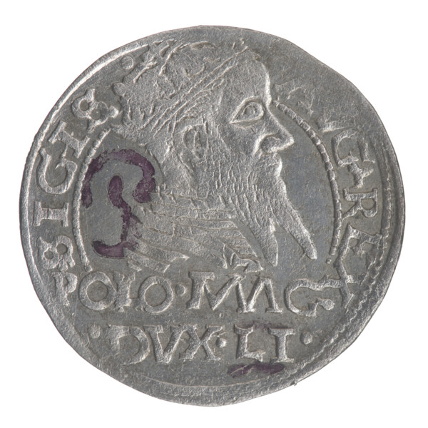 Lithuanian grosz on a Polish foot, Sigismund II Augustus (King of Poland; 1544–1572). Polish coin,
