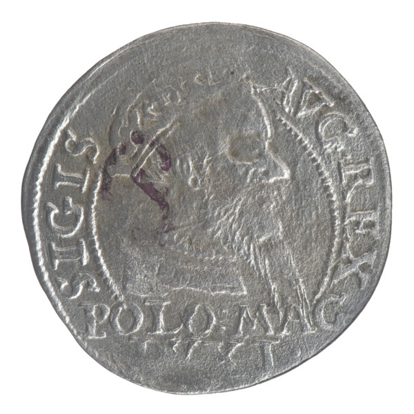 Lithuanian grosz on a Polish foot, Sigismund II Augustus (King of Poland; 1544–1572). Polish coin