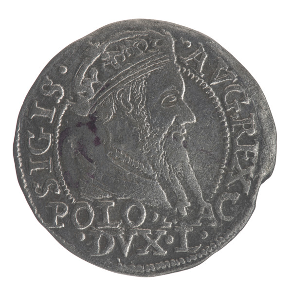 Lithuanian grosz on a Polish foot, Sigismund II Augustus (King of Poland; 1544–1572). Obverse: