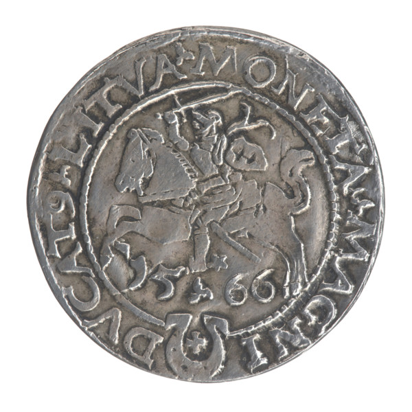 Lithuanian grosz on the Lithuanian foot, Sigismund II Augustus (King of Poland; 1544–1572). Coats