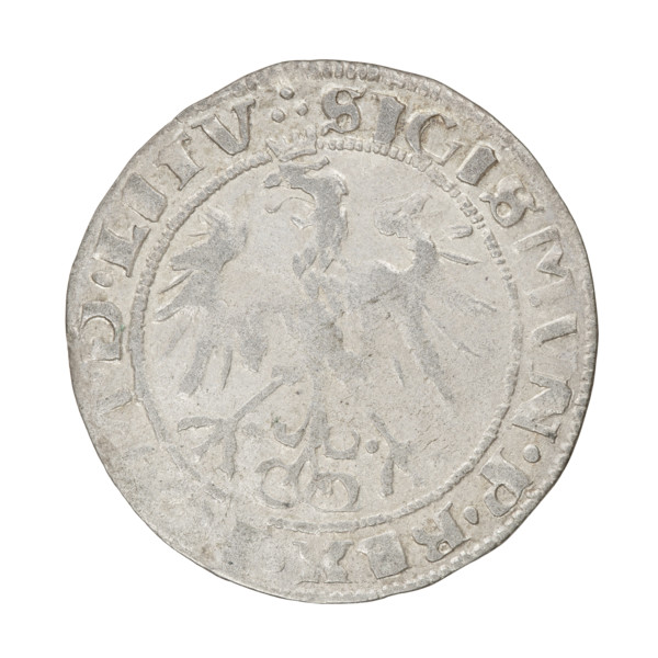 Lithuanian grosz, Sigismund I the Old (King of Poland; 1506–1548). Obverse: Crowned Polish eagle;