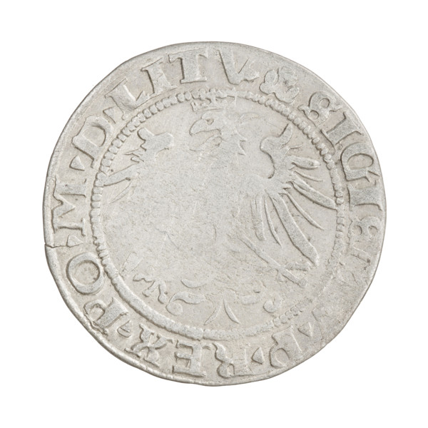 Lithuanian grosz of Sigismund I the Old (King of Poland, reign 1506–1548). Obverse: Crowned Polish