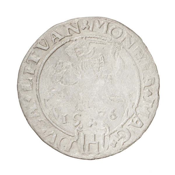 Lithuanian grosz, Sigismund I the Old (King of Poland; 1506–1548). Obverse: Polish crowned eagle;