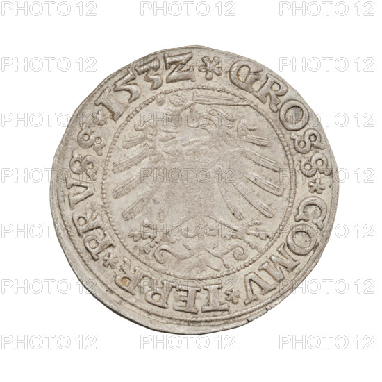 Prussian grosz, Sigismund I the Old (King of Poland; 1506–1548). Silver coin (grosz), 1532, Torun,