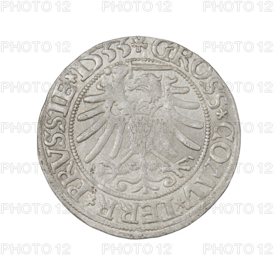 Prussian grosz (1533) depicting Sigismund I the Old (King of Poland, 1506–1548). Obverse: crowned