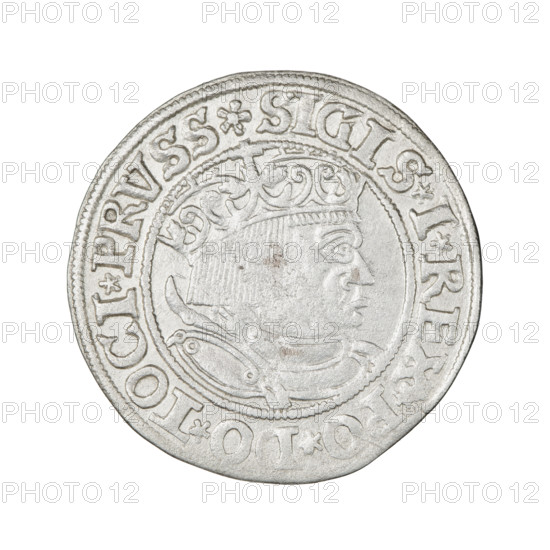 Prussian grosz, Sigismund I the Old (King of Poland; reign 1506–1548). Obverse: Crowned male bust