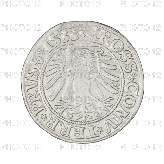 Prussian grosz of Sigismund I the Old (King of Poland, 1506–1548), 1533. Obverse: Crowned male bust