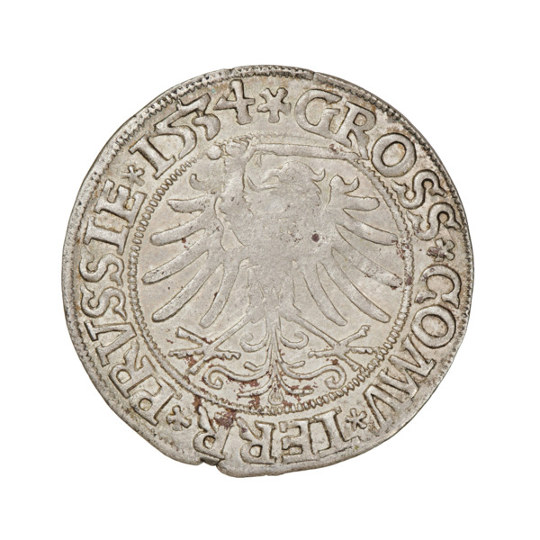 Prussian grosz, Sigismund I the Old (King of Poland; 1506–1548); 1534; obverse: crowned male bust