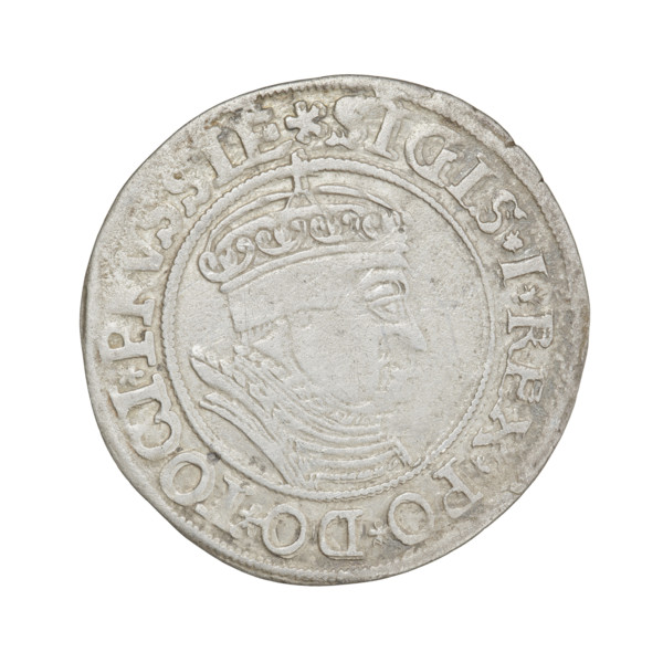 Prussian grosz (1535) depicting Sigismund I the Old (King of Poland, 1506–1548). Obverse: crowned