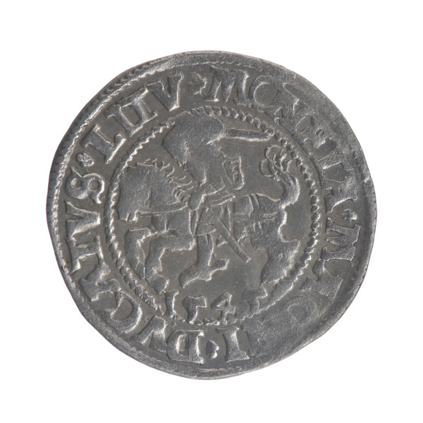 Lithuanian half-grosz, Sigismund II Augustus (King of Poland; 1544–1572). Obverse: Polish Eagle; in