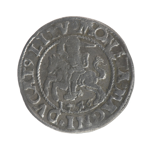Lithuanian half-grosz, Sigismund II Augustus (King of Poland; 1544–1572). Obverse: Polish Eagle; in
