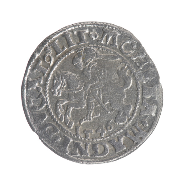 Lithuanian half-grosz, Sigismund II Augustus (King of Poland; 1544–1572). Obverse: Polish Eagle; in