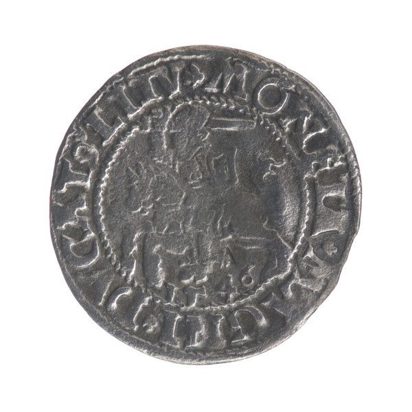Lithuanian half-grosz, Sigismund II Augustus (King of Poland; 1544–1572). Obverse: Polish Eagle; in