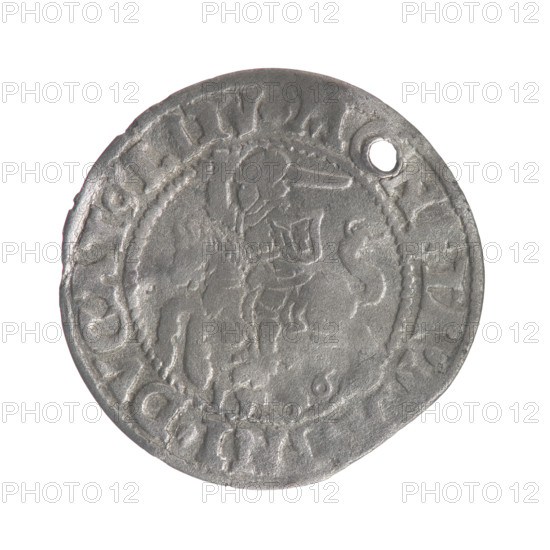 Lithuanian half-grosz, Sigismund II Augustus (King of Poland; 1544–1572). Obverse: Polish Eagle; in