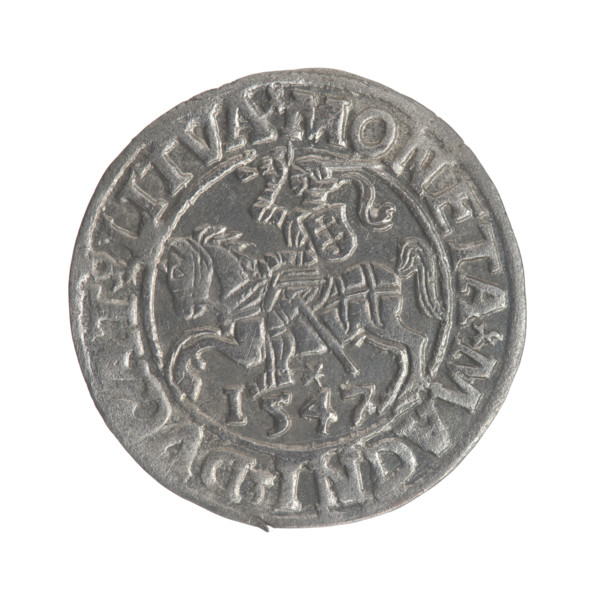 Lithuanian half-grosz, Sigismund II Augustus (King of Poland; 1544–1572); coats of arms of the