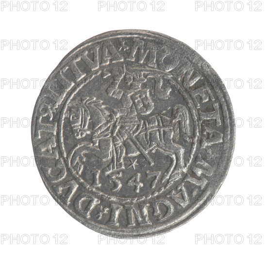 Lithuanian half-grosz, Sigismund II Augustus (King of Poland; 1544–1572). Obverse: Polish Eagle; in