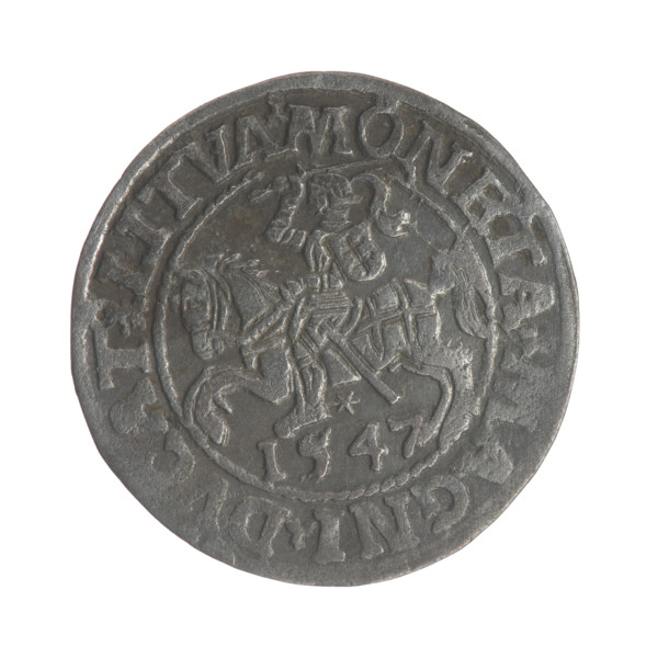Lithuanian half-grosz, Sigismund II Augustus (King of Poland; 1544–1572). Obverse: Polish Eagle; in