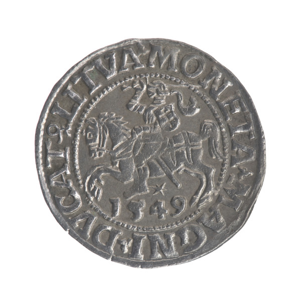 Lithuanian half-grosz, Sigismund II Augustus (King of Poland; 1544–1572). Obv.: Polish Eagle; in