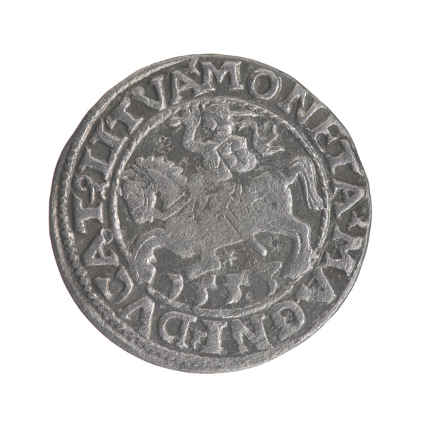 Lithuanian half-grosz, Sigismund II Augustus (King of Poland, 1544–1572). Obverse: Polish Eagle; in