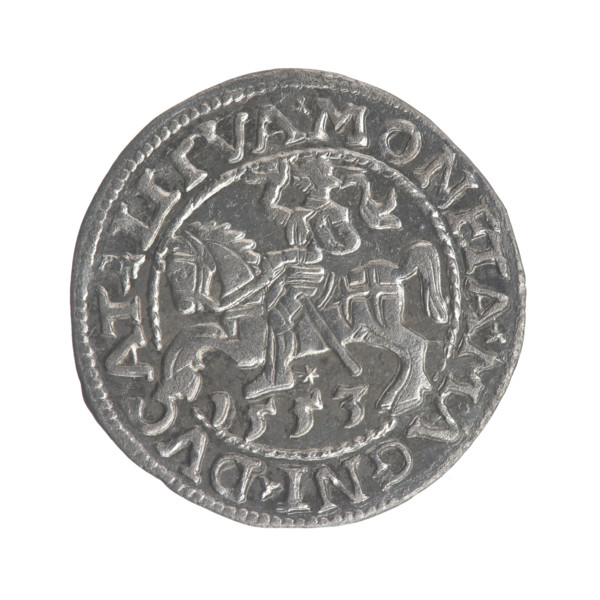Lithuanian half-grosz, Sigismund II Augustus (King of Poland; 1544–1572). Obverse: Polish Eagle; in