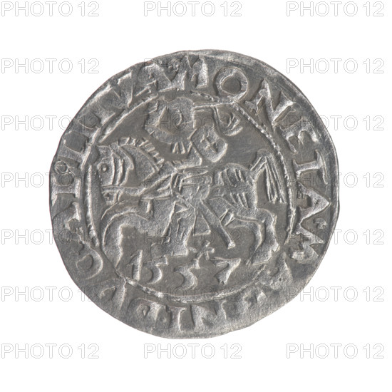 Lithuanian half-grosz, Sigismund II Augustus (King of Poland; 1544–1572); coats of arms; Jagiellon