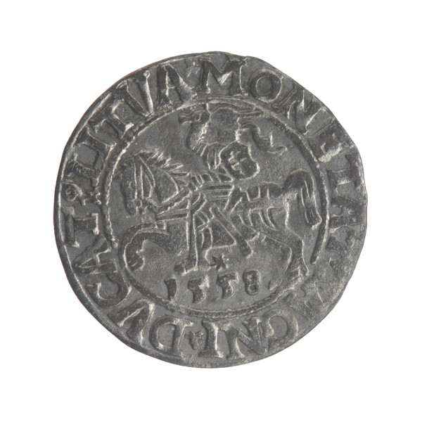 Lithuanian half-grosz, Sigismund II Augustus (King of Poland; 1544–1572). Obverse: Polish eagle