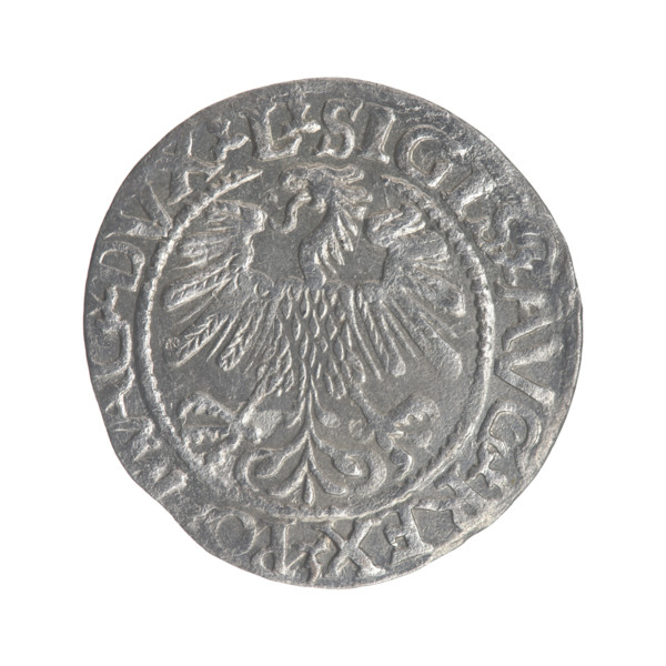 Lithuanian half-grosz, Sigismund II Augustus (King of Poland; 1544–1572); coats of arms; Jagiellons