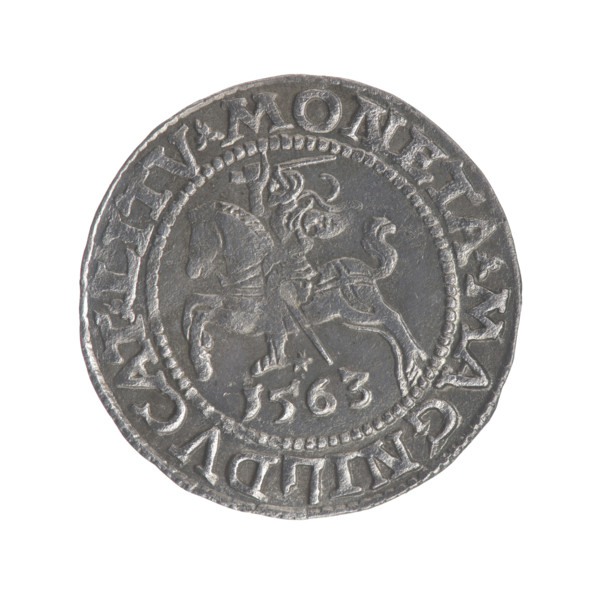 Lithuanian half-grosz, Sigismund II Augustus (King of Poland; 1544–1572). Obverse: Polish Eagle; in