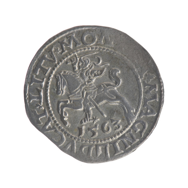 Lithuanian half-grosz, Sigismund II Augustus (King of Poland; 1544–1572). Obverse: Polish eagle;