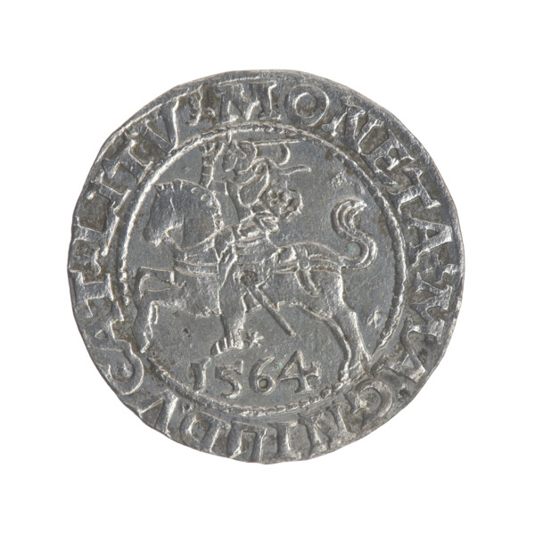 Lithuanian half-grosz, Sigismund II Augustus (King of Poland; 1544–1572). Obverse: Polish Eagle; in