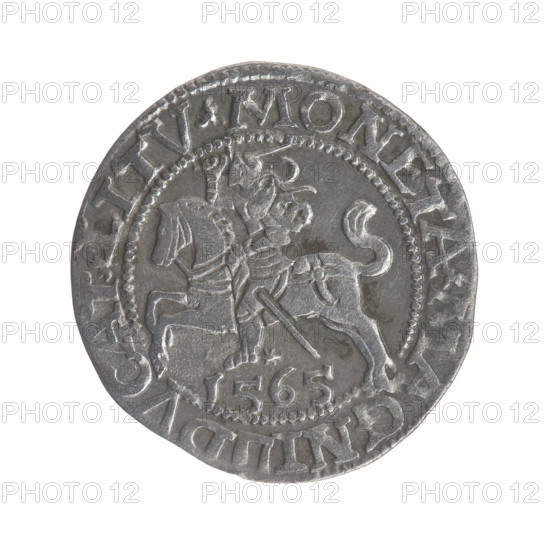 Lithuanian half-grosz, Sigismund II Augustus (King of Poland; 1544–1572). Obverse: Polish eagle;