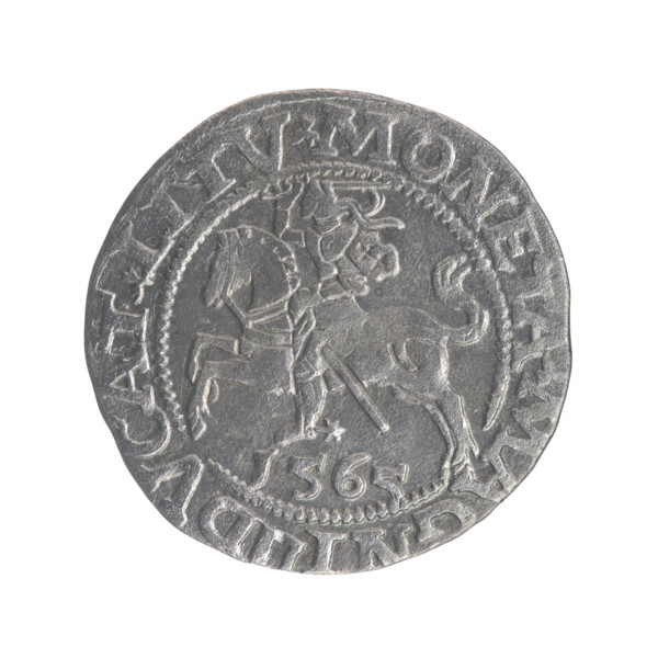Lithuanian half-grosz, Sigismund II Augustus (King of Poland; 1544–1572). Obverse: Polish eagle; in