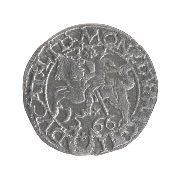 Lithuanian half-grosz, Sigismund II Augustus (King of Poland; 1544–1572). Obverse: Polish eagle;