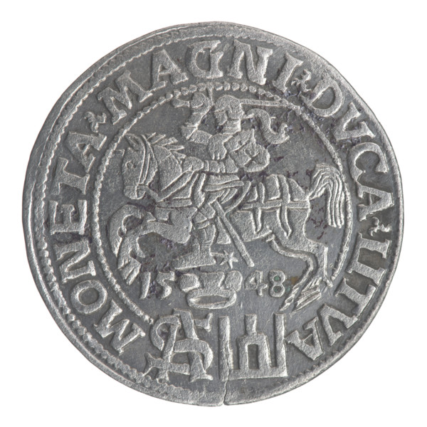 Lithuanian grosz on a Polish foot, Sigismund II Augustus (King of Poland; 1544–1572). Polish coin,
