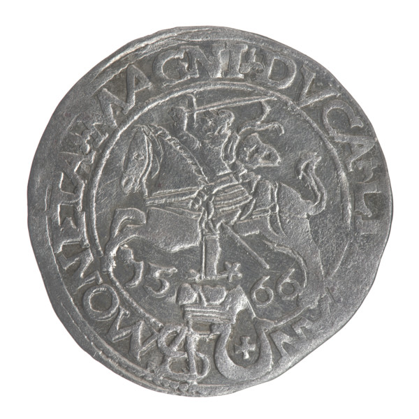 Lithuanian grosz on a Polish foot, Sigismund II Augustus (King of Poland; 1544–1572). Obverse:
