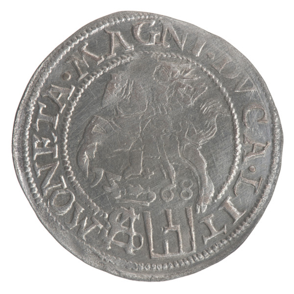 Lithuanian grosz on a Polish foot, Sigismund II Augustus (King of Poland; 1544–1572). Obverse: