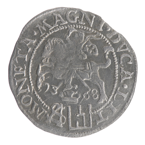 Lithuanian grosz on a Polish foot, Sigismund II Augustus (King of Poland; 1544–1572). Obverse:
