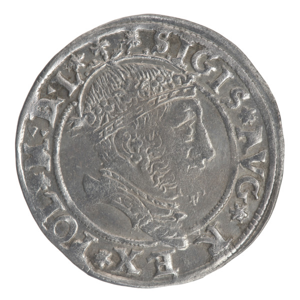 Lithuanian grosz on a Lithuanian foot, Sigismund II Augustus (King of Poland; 1544–1572). Obverse: