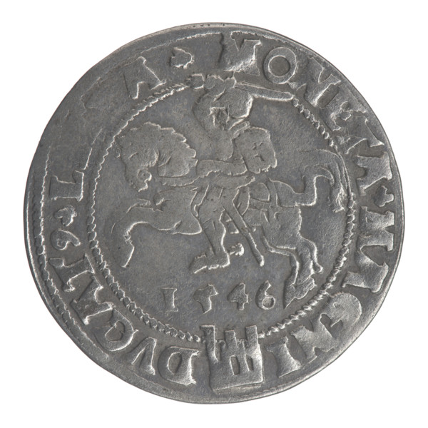 Lithuanian grosz on a Lithuanian foot, Sigismund II Augustus (King of Poland; 1544–1572), coats of