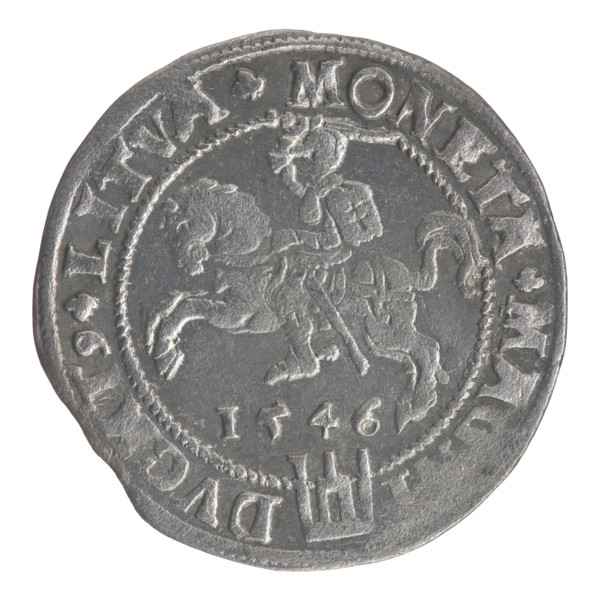 Lithuanian grosz on a Lithuanian foot, Sigismund II Augustus (King of Poland; 1544–1572), coats of