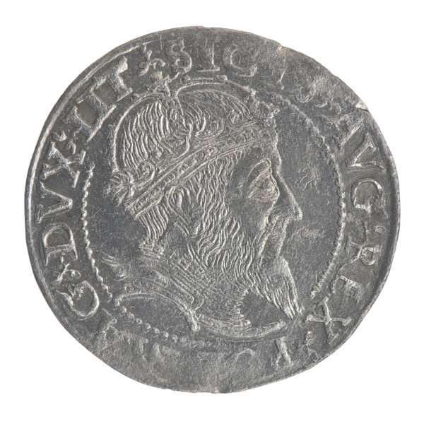 Lithuanian grosz on a Lithuanian foot, Sigismund II Augustus (King of Poland; 1544–1572), coats of