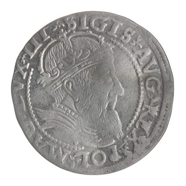 Obverse: Crowned male bust in armour facing right, rim inscription divided at top by a crown cross: