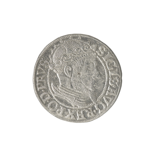 Gdansk grosz, Sigismund II Augustus (King of Poland; 1544–1572), Jagiellon dynasty. Obverse: