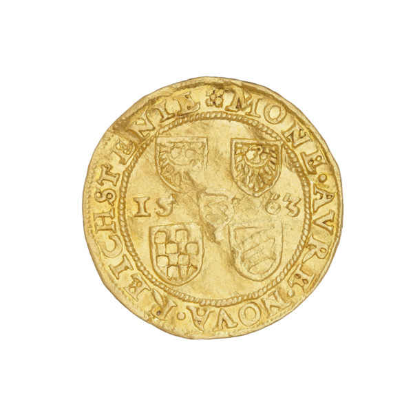 Ducat of Jan (Duke of Ziebice-Olesnica; 1536–1565), 1563. Obverse: bust of Duke Jan with long beard
