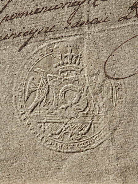 Seal of Count Laczynski, Starost of Gostyn (1st half of the 18th century–1795). Round seal