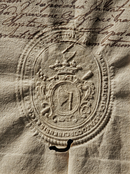 Seal of Count Józef Rej, Starosta of Korczyno. Oval impression in a decorative oval cartouche