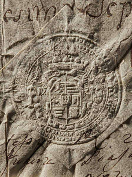 Seal of Karol Wielopolski, starost of Kraków (?-1773). Round seal impression. Multi-field shield
