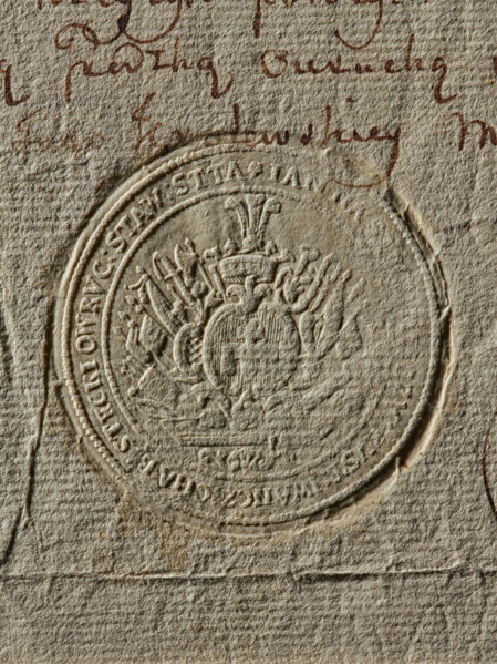 Seal of Jan Stecki, starost of Owrucz (1776). Round seal impression with an oval decorative