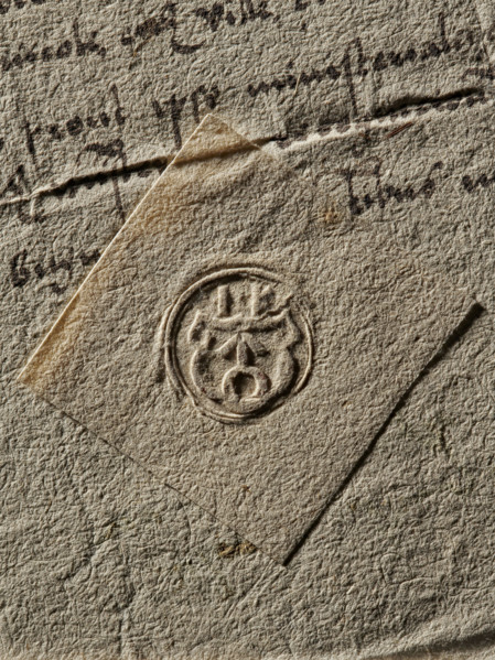 Seal of the Starost of Pyzdry (ca. 1563). Round impression of a seal: on the decorated shield, the